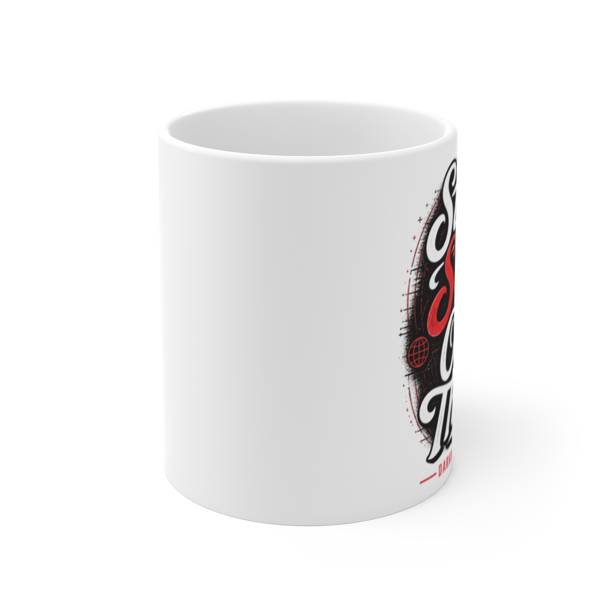 Darknet Diaries "Stay Safe Out There" White Mug - alternate angle 1, merchandise