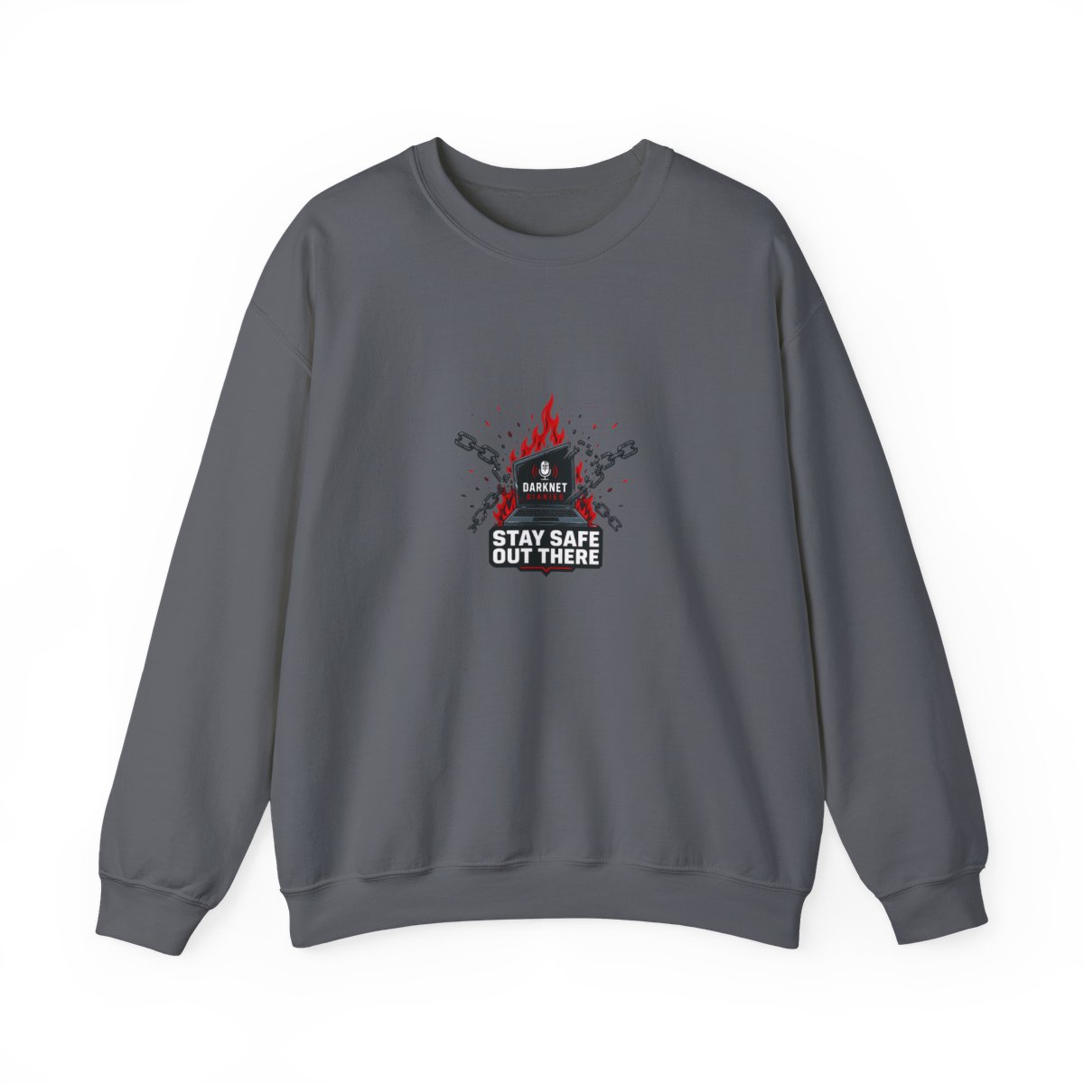 Darknet Diaries "Stay safe out there," Crewneck - alternate angle 5, merchandise