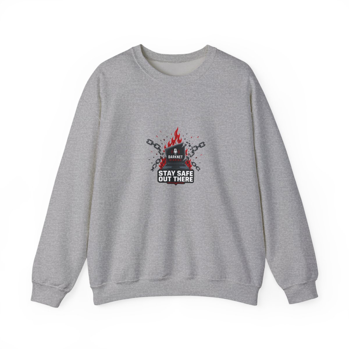 Darknet Diaries "Stay safe out there," Crewneck - alternate angle 3, merchandise