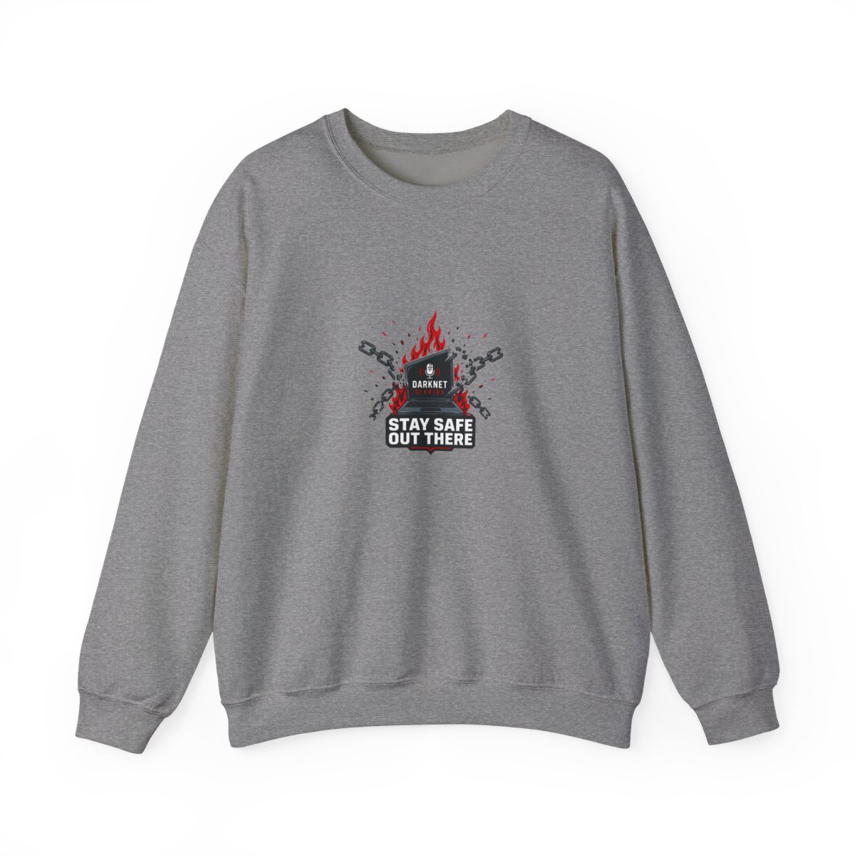 Darknet Diaries "Stay safe out there," Crewneck - alternate angle 4, merchandise